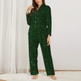 thumbnail image 2 of Disketp Emerald Green Sparkling Pajamas Set Long Sleeve Sleepwear Womens Button Down Nightwear Pj Sets-{designName}-X-Large, 2 of 7