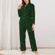 thumbnail image 2 of Fotbe Emerald Green Sparkling Conjunto de Pijama de Manga Larga para Mujer con Estampado, Ropa de Dormir de 2 Piezas, Conjunto de Casa Suave y Cómodo con Bolsillos-Small, 2 of 7