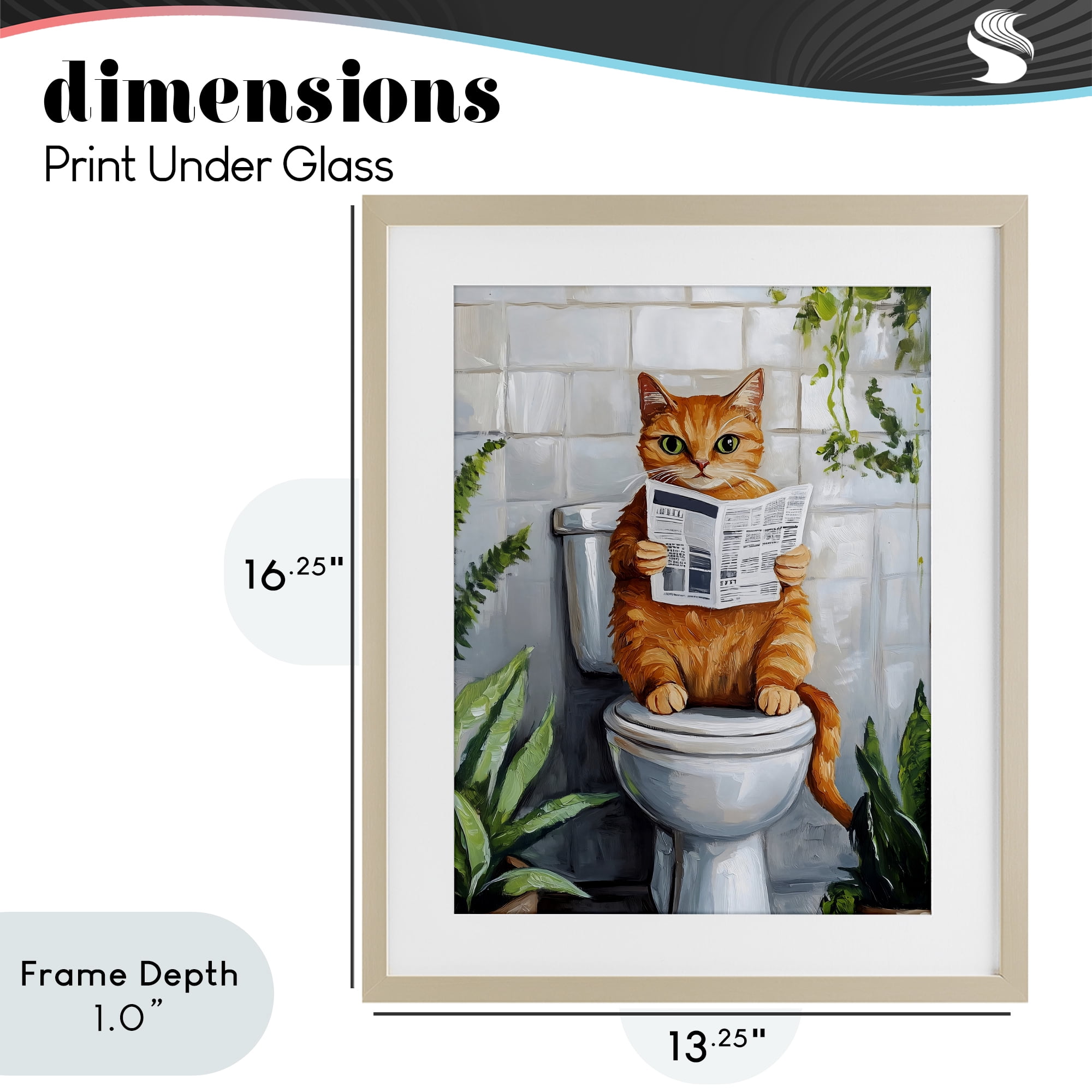 Stupell Industries Orange Cat Reading Paper Birch Framed Print Under Glass, design by The Prints Vibe