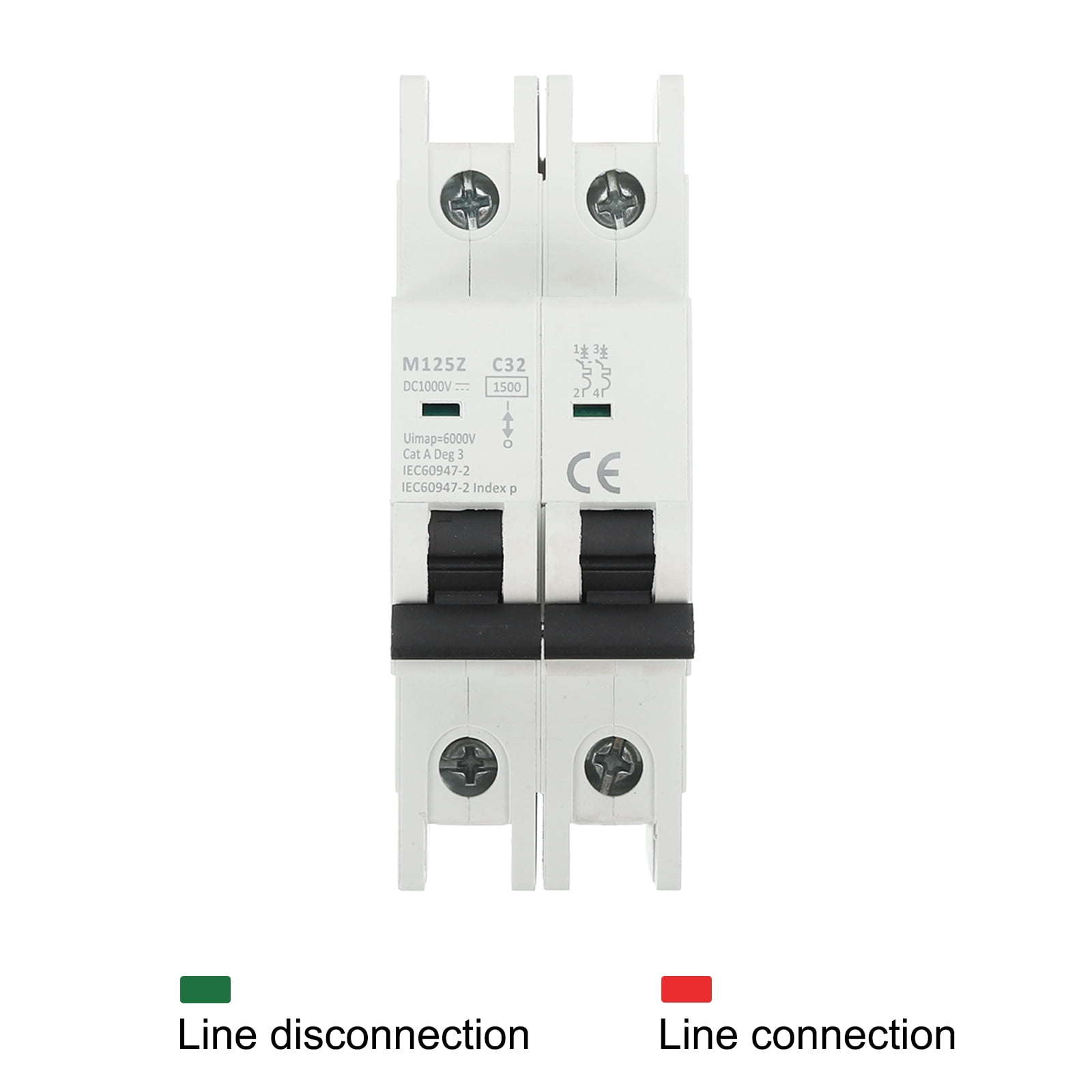 1 Pcs DC Miniature Circuit Breaker 2P 32A 1000V Isolator M125Z DIN Rail Mount Disconnect Switch Circuit Breaker Protection Thermal Magnetic Trip