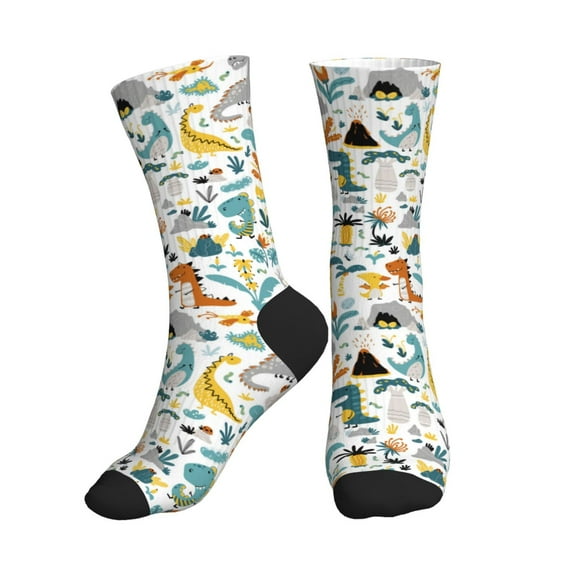 Crew Socks for Women Men Athletic - Cartoon dinosaur A Soft Comfort Breathable Mid-Calf Sole Running Socks Womens Men