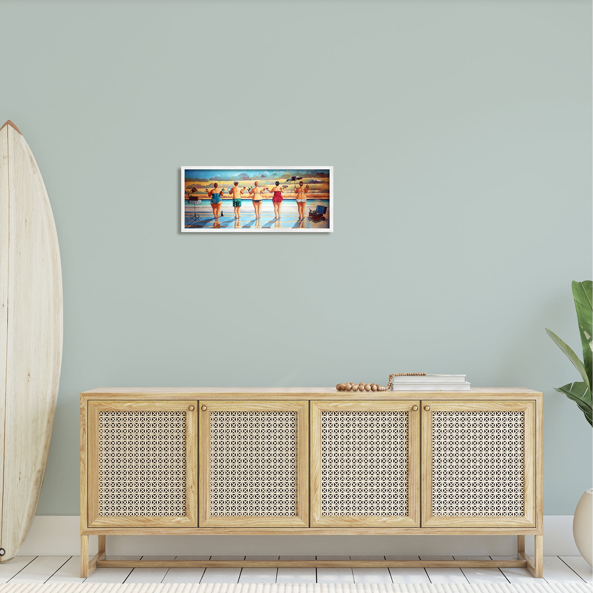Stupell Beach Friends Coastal Summer Fun Landscape Painting White Framed Art Print Wall Art