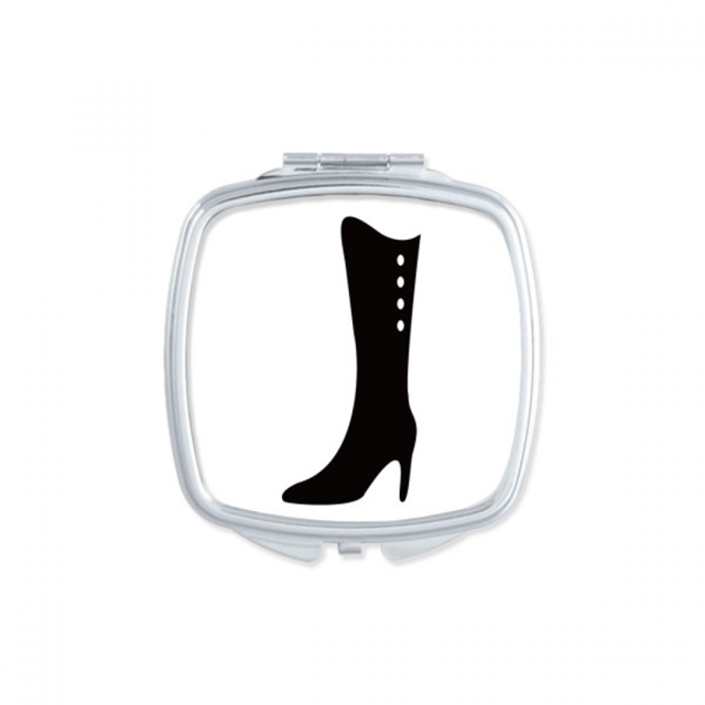 Simple Graphics Black High Boots Outline Square Mirror Portable Compact Pocket Makeup Double Sided Glass