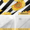 thumbnail image 5 of No Hook Shower Curtain with Snap in Liner, Summer Watercolor Sunflowers Waterproof Fabric Bathroom Curtain Mesh Top Window, Black and White Stripes Shower Curtains 36x72in, 5 of 9