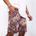 thumbnail image 3 of Men's Floral Print Drawstring Waist Shorts Summer Vacation Shorts with Pockets Purple 2XL, 3 of 8
