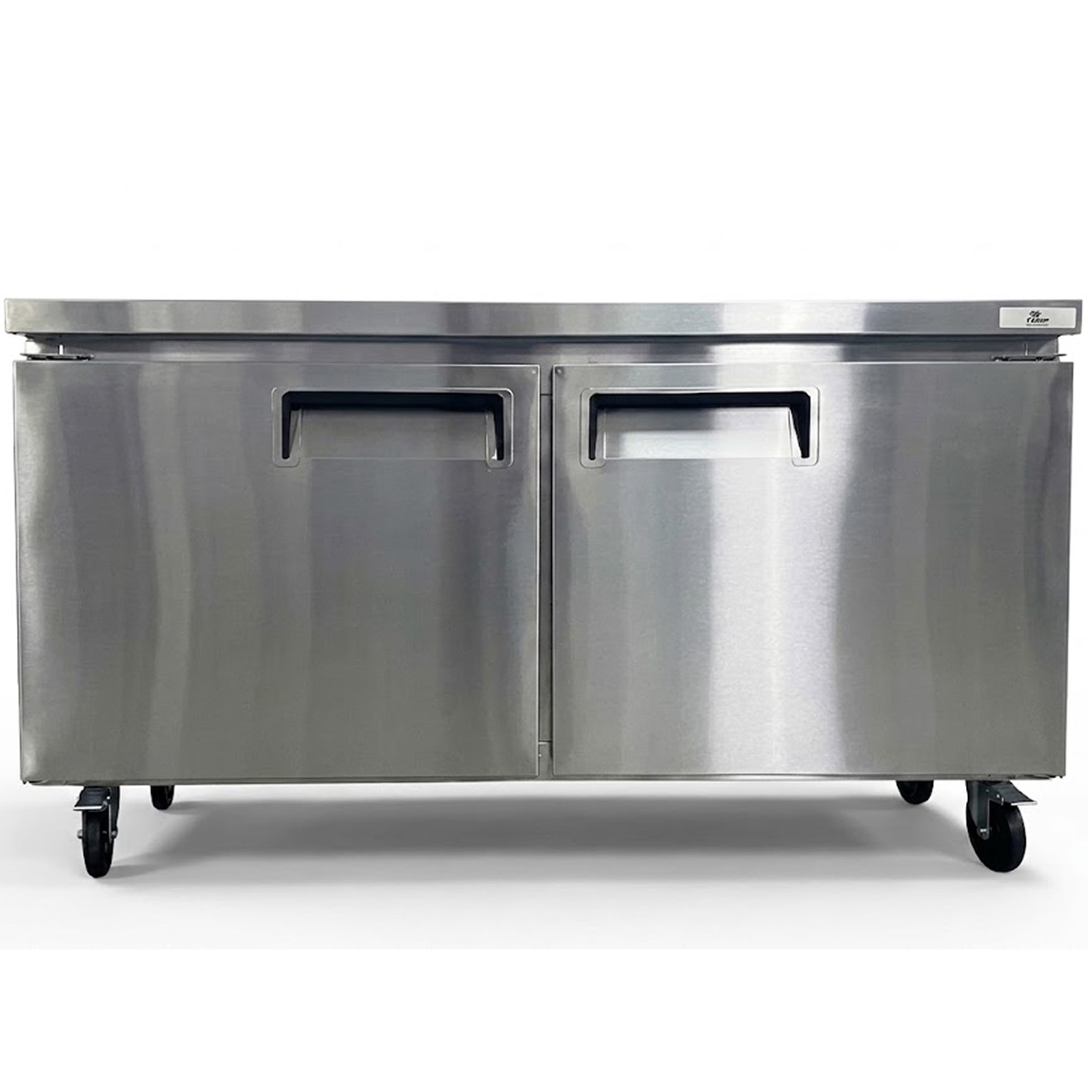 60" Commercial 2-Door Worktop Refrigerator Stainless Steel Undercounter Prep Fridge 17 Cu.Ft. NSF ETL