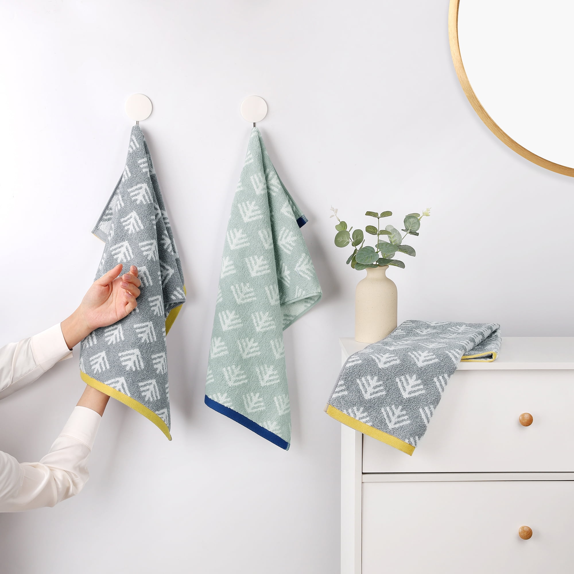 Unique Bargains Cute Pattern Cotton Hand Towel Set for Kitchen Bathroom Pink 4-Piece
