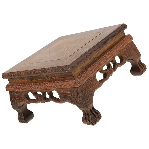 KAKOWELY Wooden Display Stand for Home Use Antique Shelf Sturdy Craft Pedestal Coffee Finish 12 x 12 x 28
