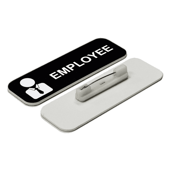 Employee 1 x 3" Name Tag/Badge, Black, (3 Pack)