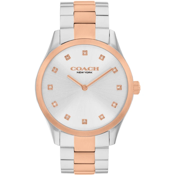 Coach Grand 14504433 Silver Logo Dial Leather Strap 36MM Womens
