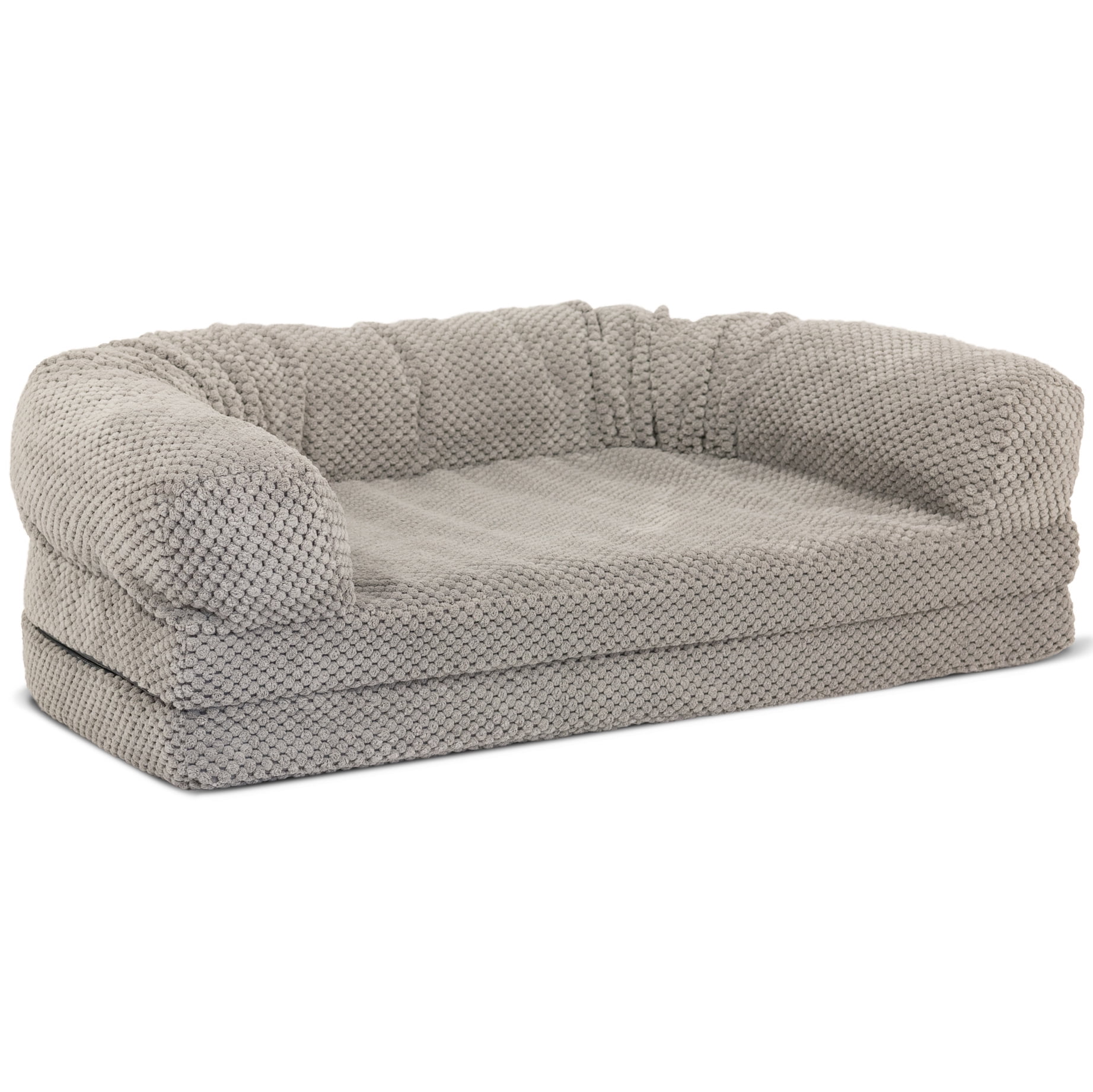 Precious Tails Chenille Round Sofa Fold Out Orthopedic Pet Dog Bed