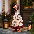 thumbnail image 5 of Cififendec Christmas 23" Porch Goose Costume Set, Plaid Apron Style Dress with Printed Christmas Motif for Front Yard Goose Figurine Outfitting, 5 of 7