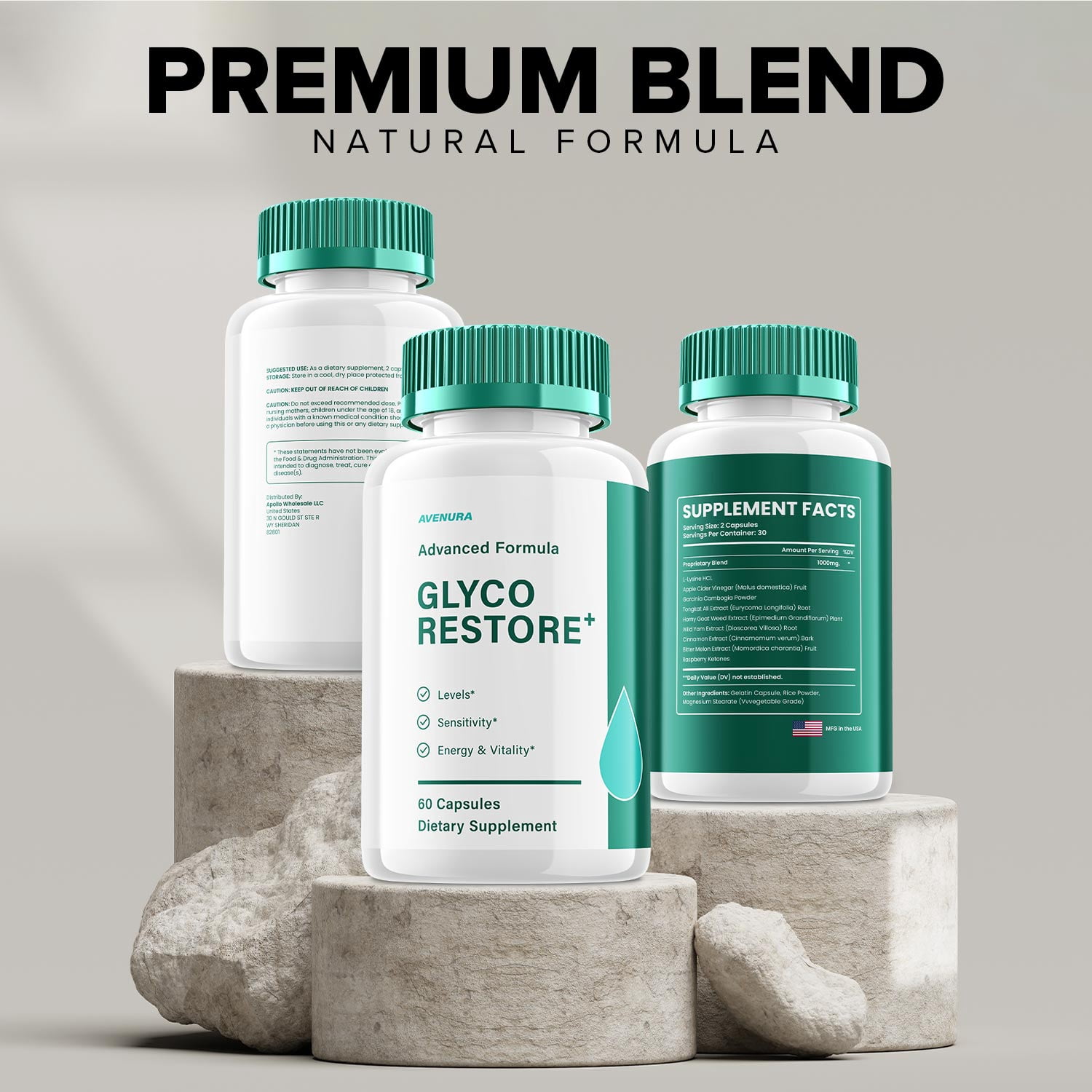 Glyco Restore Capsules – GlycoRestore Natural Blend Glycogen Formula for Health Support, 2 Pack, 120 Capsules