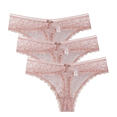 

YDKZYMD Women Underwear Sexy Low Waist Flower Decoration Thongs Floral Lace See Through Embroidery G-String Panties