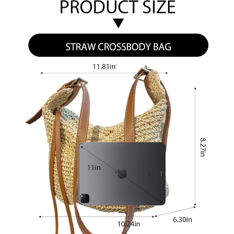 Women Straw Purse Woven Clutch Beach Bag Crossbody Spring Handbag Kukuzhu Straw Crossbody Bags for Women, Handmade Woven  main image 4