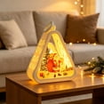 thumbnail image 3 of Christmas Hanging Night Light – Triangular LED Lamp with Tree, Santa & Snowman Pattern, Warm White Glow, Battery Operated Desktop Decor for Xmas Home, 3 of 7