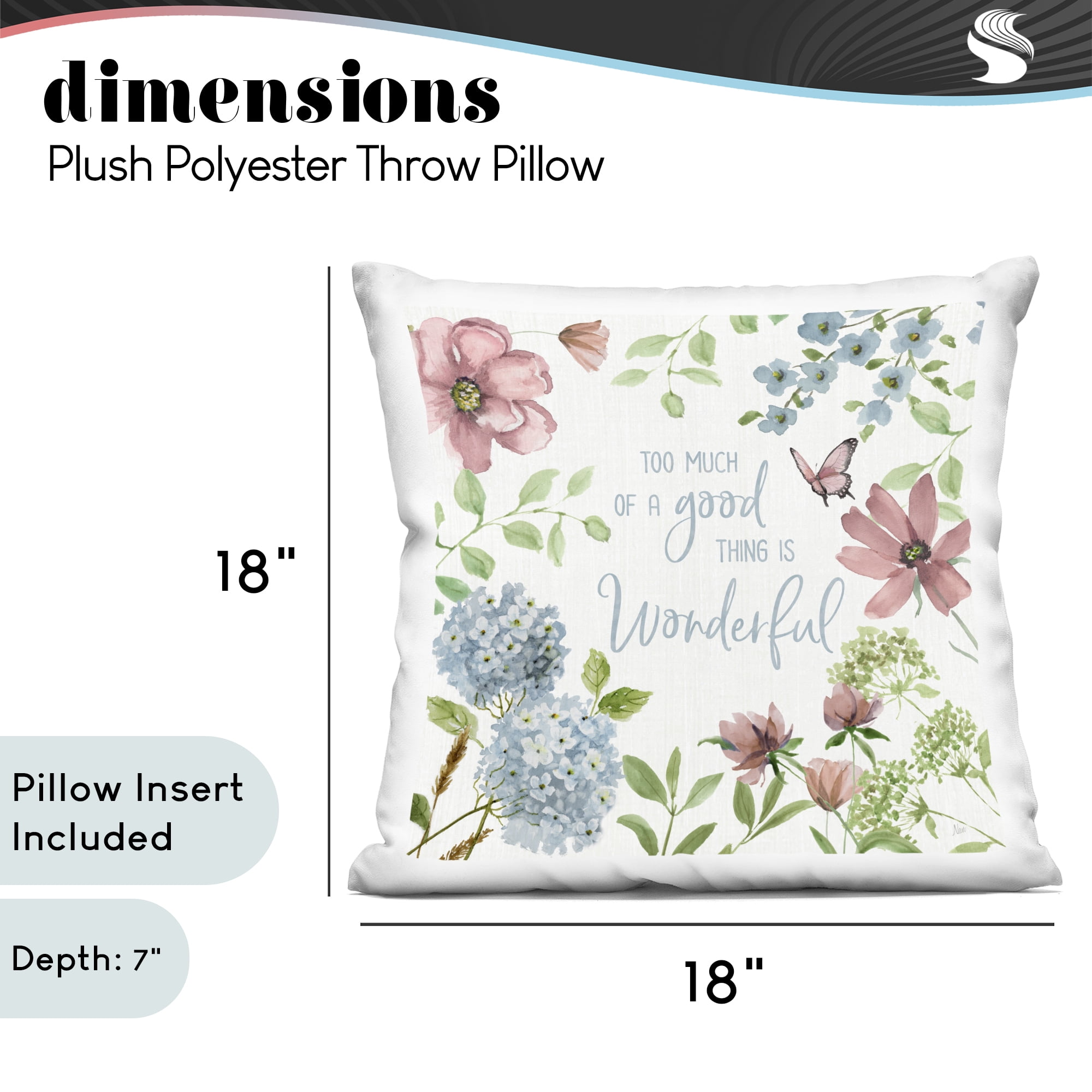 Stupell Industries Too Much Of A Good Thing Decorative Printed Throw Pillow, design by Nan, 18 x 7 x 18