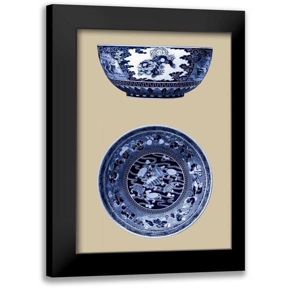 Vision Studio 11x14 Black Modern Framed Museum Art Print Titled - Porcelain in Blue and White I