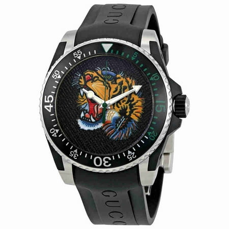 Gucci Dive Tiger Motif Dial Mens Watch YA136318 (Best Luxury Dive Watches For Men)