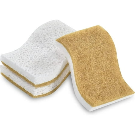 Natural Sponges 3Pack, Eco Friendly Non-Scratch Scrub Sponge for Kitchen, Biodegradable Plant Based Scrubber Sponges for Cleaning Dishes, Odor Free