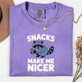 thumbnail image 4 of Funny Raccoon Snacks Make Me Nicer T-Shirt, Cute Animal Foodie Tee, Retro Vintage Snack Lover Shirt, Funny Raccoon Meme Shirt, 4 of 6