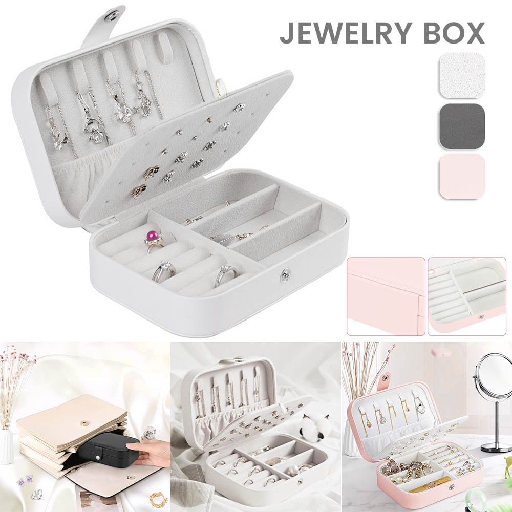 Jewelry Box Organizer Portable Travel Leather Jewellery Ornaments Case Storage 