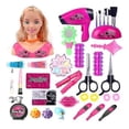 thumbnail image 1 of Cabeza de muñeca Barbie para juguetes de peinado, cabeza de muñeca con secador de pelo, espejo, cepillo cosmético, kit de juguetes de peluquería y juguetes de maquillaje para niñas pequeñas, 1 of 5