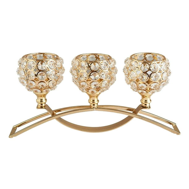 Candelabro de cristal con 3 brazos, centro de mesa decorativo para sala de estar B dorada