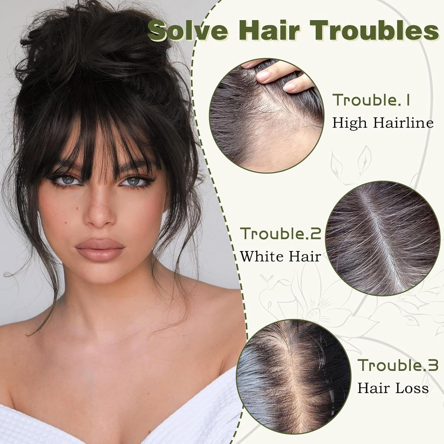 The Hair Clip 100% Real Human Hair Toppers 360°3D Cover Clip in Bangs Hair pieces Wispy Bangs for Women Hair Extensions Clip on French Bangs for Daily Wear