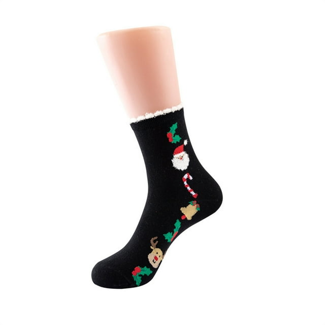 Chaussettes Mi-Mollet Imprimées Coupe-Vent de Noël Chaudes en Coton