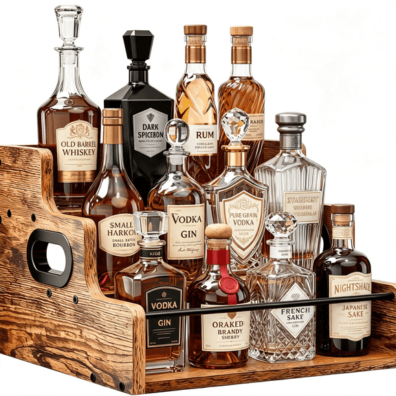 3-Tier Countertop Liquor Bottle Display Shelf, Coffee Syrup Organizer Rack, Freestanding Step Wine & Whiskey Bottle Holder, Multi-Purpose Storage Stand for Home Bar, Liquor Cabinet, Kitchen Counter