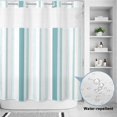 thumbnail image 3 of No Hook Shower Curtain, Green Simple Lines Shower Curtains for Bathroom with See Through Top Window, Modern Minimalist Stripes Pattern Waterproof & Washable Bath Curtain Long 72"x78", 3 of 9