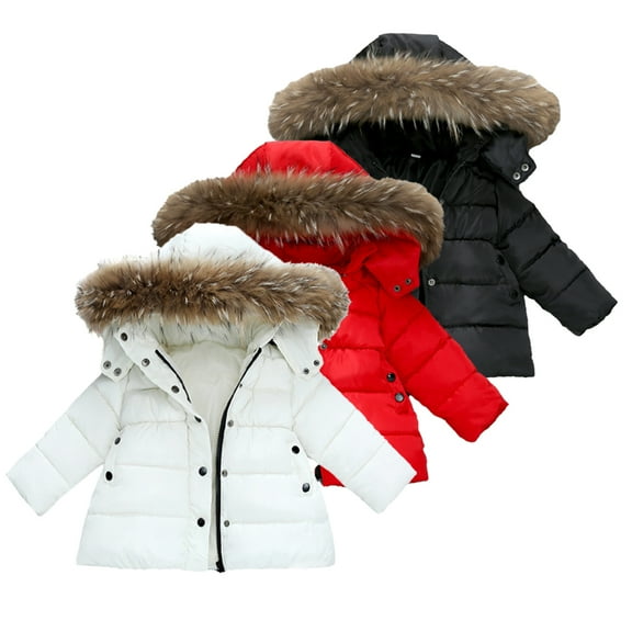 KYAIGUO Kids Toddler Winter Fleece Jacket for Girls,Baby Chunky Cotton Snowsuit Coats Infant Autumn Winter Hoodie Cotton Puffer Coats Little Girls Thickened Warm Outwear Tops for 6M-7Y