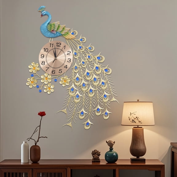 Wall Clock Large Peacock Wall Clock Wall Clock for Living Room Decor