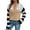 Khaki, variant on Womens Fall Fashion 2022! QLEICOM Sweaters for Women, Women's V- Neck Stripe Splicing Recreational Pullover Knitting Sweater Long Sleeve Tops On Clearance