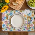 thumbnail image 4 of Spring Flowers Placemats Set of 6, Watercolor Floral Daisy Plants Country Placemats for Dining Table, Place Mats for Kitchen Tabletop, Waterproof Wipeable Dining Table Mats Set, 4 of 9