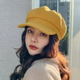 thumbnail image 3 of Beret Hats Exquisite Stitching Thick Woolen Casual All Match Decorative Winter Beret Caps for Women, 3 of 11