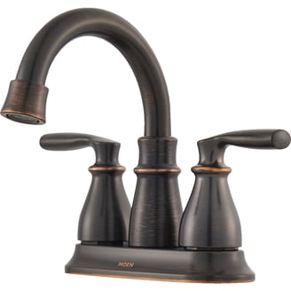 Moen Mikah Bronzed Gold Two-Handle Bathroom Sink Faucet 4 in