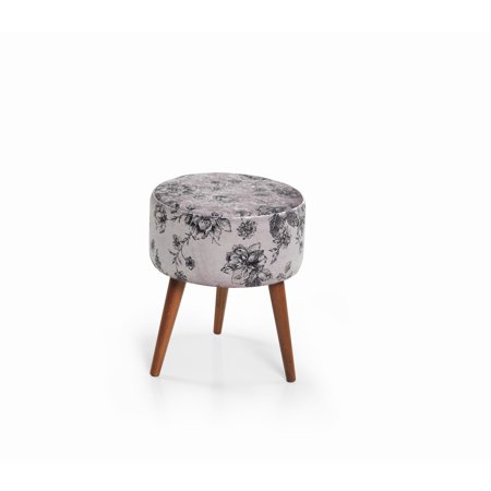 Fiora Decorative 3 Wood Legs ottomans, Colorful and mid century designs, Easy to assmeble, Ivory white