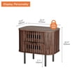 thumbnail image 5 of FITUEYES Set of 2 Mid-Century Modern Nightstands for Bedroom, Fluted Panel Storage Bedside Table with 4 Drawers, Walnut, 5 of 5