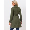 thumbnail image 4 of Unique Bargains Women's Strap Cuff Solid Double Breasted Tie Belt Trench Coats S Army Green, 4 of 6