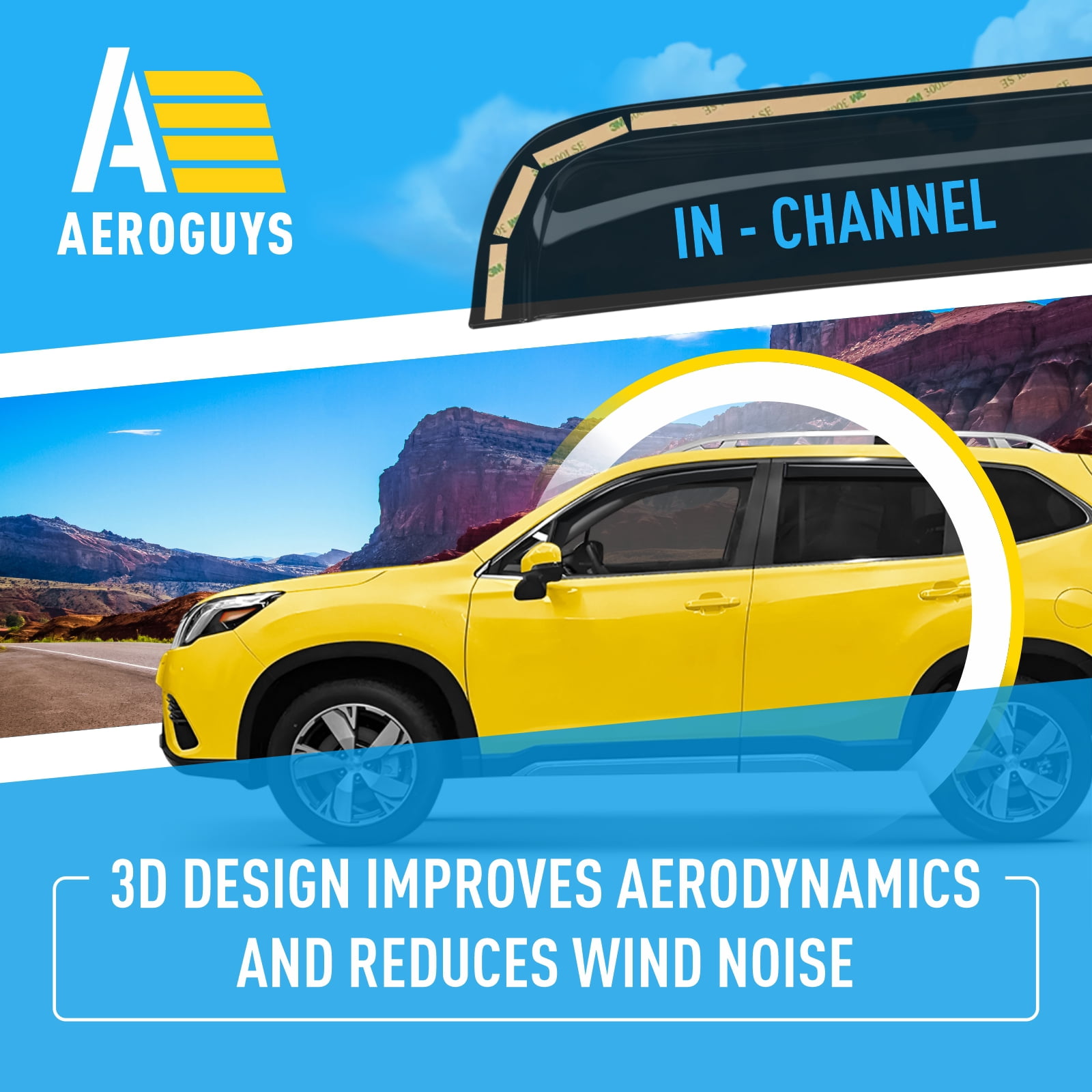 AEROGUYS In-Channel Window Deflectors Extra Durable Window Visors Rain Guards Fit for Subaru Forester 2019-2024, Sun Visors, Wind Deflectors, Vent Visors, Car Accessories - 4pcs. AG0439