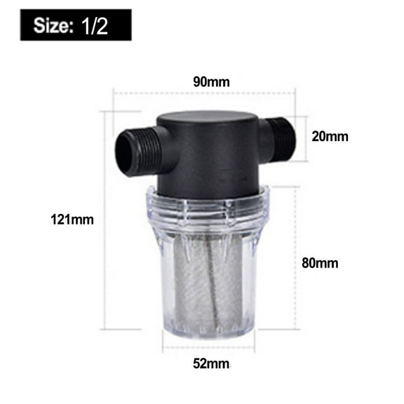 Garden Pond Inline Mesh Strainer Water Pump Filter High Flow Pipeline Irrigation System Protector with Washable Cartridge 2/3/4cm Inlet Diameter Black Transparent