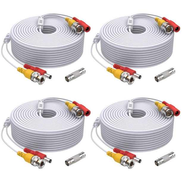 Annke 4 Pack 150 Feet Security Camera Cable All In One Bnc Video And Power Cctv Security Camera Cable Wire With Two Female Connectors For Security Camera System White W100 Walmart Com Walmart Com
