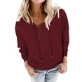 thumbnail image 2 of Women Blouses Womens Zip Sweatshirt Short Sleeve Sweater Women Came Hoodie Quarter Zip Sweater Workout Athletic Pullover Hoodie Women's up Oversized Workout Sweatshirt round Oversized Wine M, 2 of 7