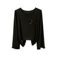thumbnail image 5 of Soft Cotton T-Shirts for Women Spring Fall Base Tee Shirt Crew Neck Top Solid Color Casual Lightweight Tshirts (XL, Black), 5 of 6