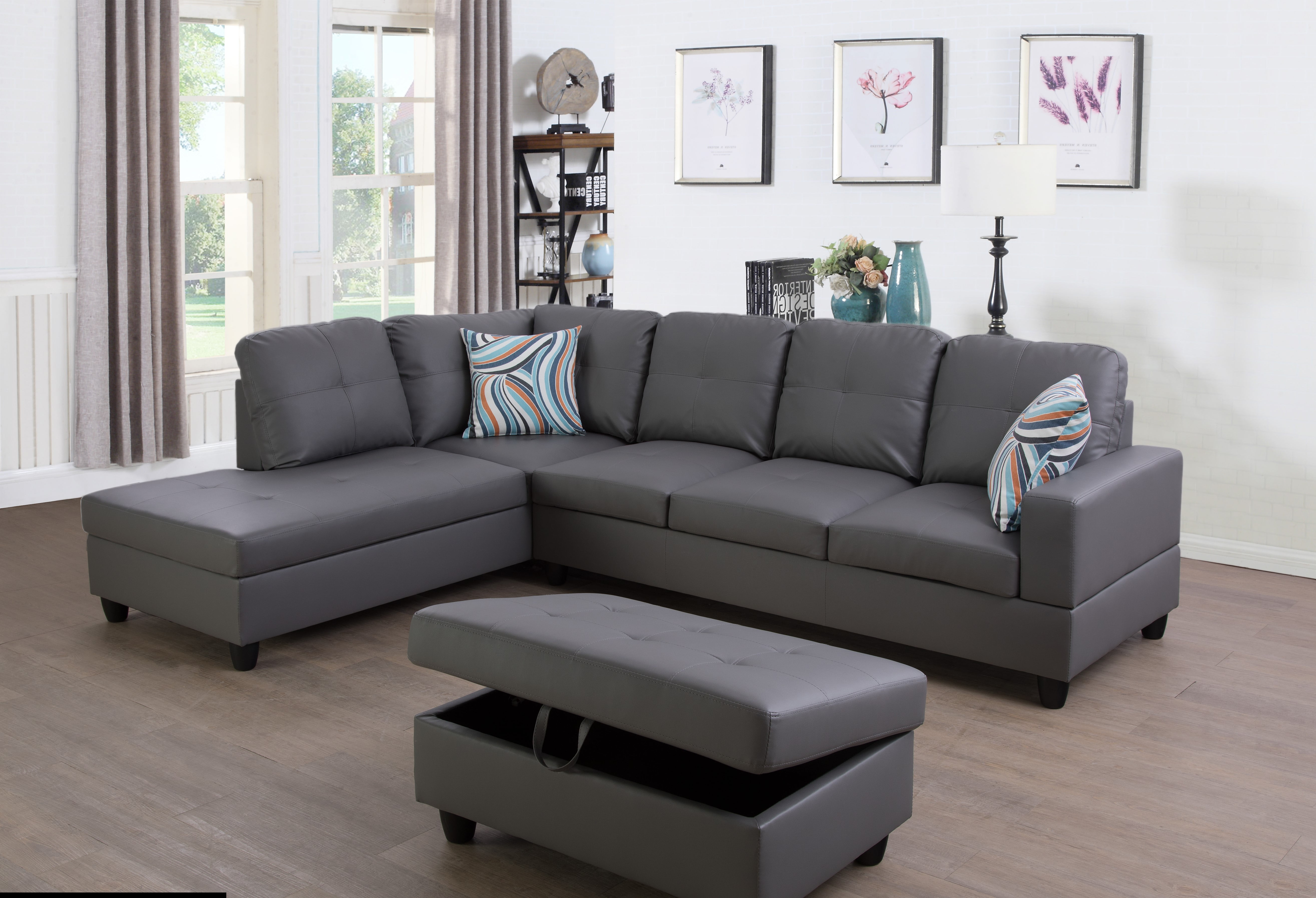 Lily Left Hand Sectional Sofa Set with ottoman