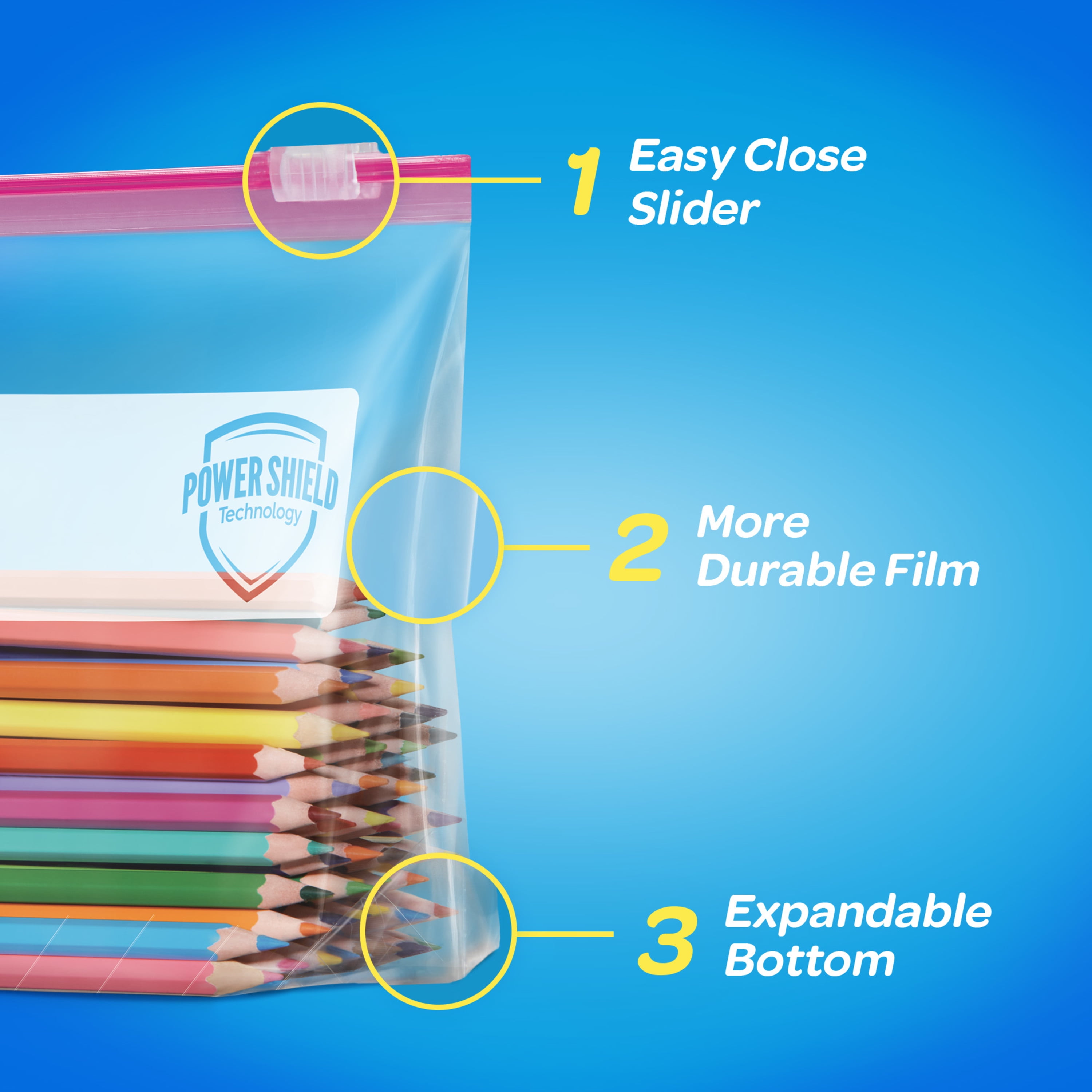 Ziploc Brand Slider Storage Quart Bags with Power Shield ...