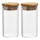 thumbnail image 1 of Tarro de vidrio Uxcell de 10 oz con tapa de bambú hermética, recipiente de cocina de vidrio, tarro de almacenamiento de alimentos claro, 2 paquetes (15.9x5.5cm), 1 of 6