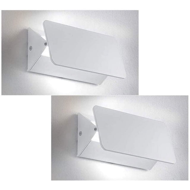 Lámparas de pared LED modernas de 5 W, paquete de 2, luz blanca de 6000 K para uso en interiores, diseño que cuida la vista, ideal para dormitorio, sala de estar y más